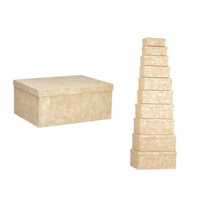 Set 10 Cajas de Cartón Rectangular Natural Rayas Pincello 37x16x29 cm (2 Unidades) Set 10 Cajas de Cartón Rectangular Natural Rayas Pincello 37x16x29 cm (2 Unidades)