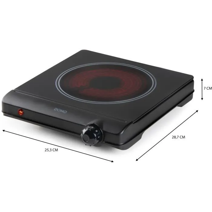 Domo Placa Vitrocerámica DO30111KP 1 Fuego 25.3 x 28.7 x 7 cm 3