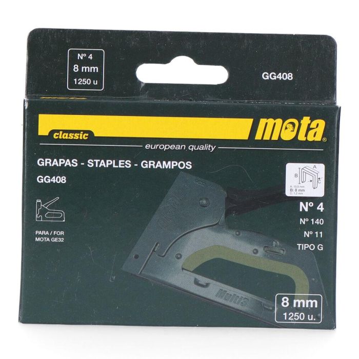 Mota Grapas n° 4 de 8mm 1000 unid. espesor 1,2mm gg408 0 Mota Grapas n° 4 de 8mm 1000 unid. espesor 1,2mm gg408 0
