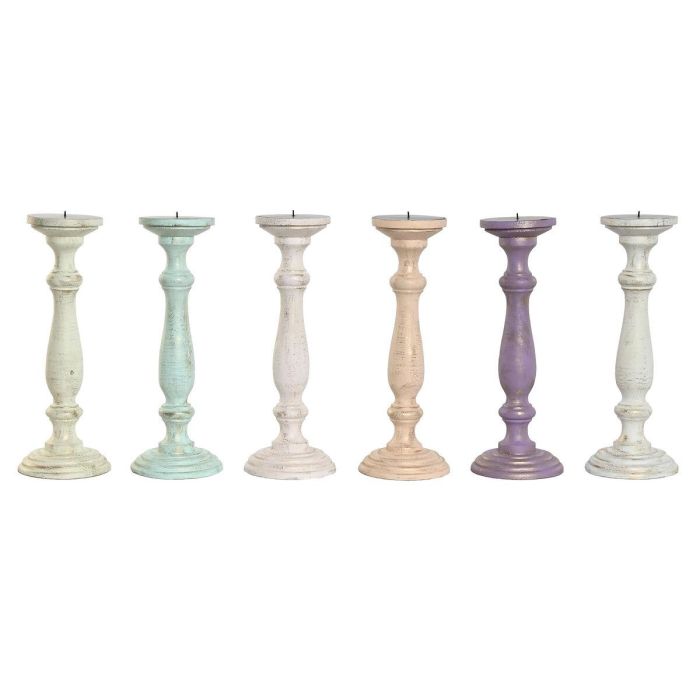 Candelabro Shabby DKD Home Decor Multicolor 12 x 34 x 12 cm (6 Unidades)