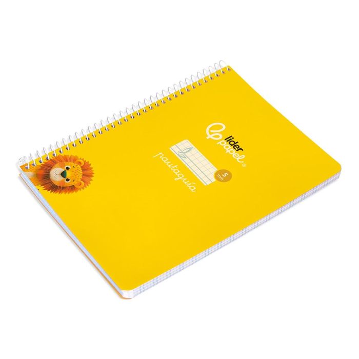 Cuaderno Espiral Liderpapel Din A5 Pautaguia Tapa Blanda 40H 75 gr Cuadro Pautado 5 mm Color Amarillo 5 unidades 5