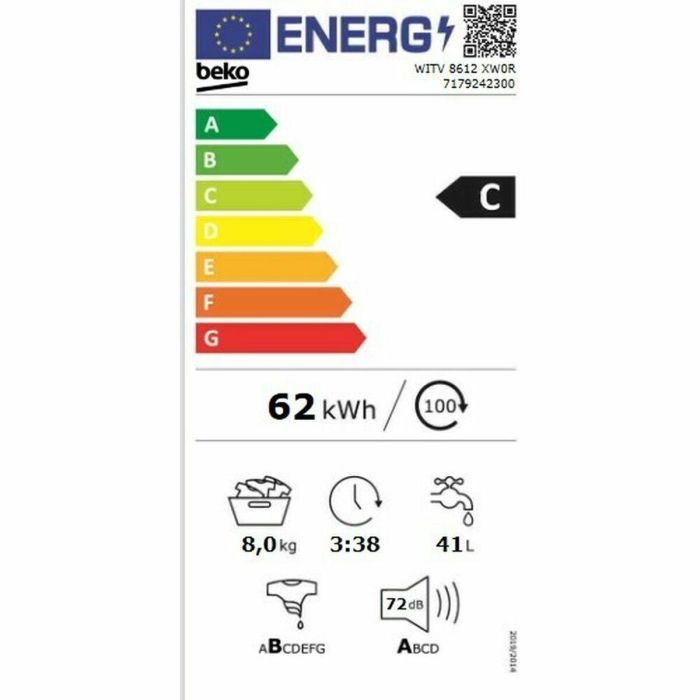 Lavadora BEKO WITV8612XW0R 1200 rpm 60 cm 8 kg 1