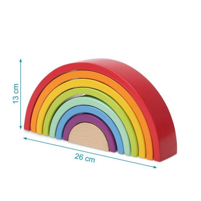 KioKids Arcoíris de Madera Waldorf Montessori Grande 8 Piezas Multicolor para Niños +18 meses, Desarrollo Motricidad y Lógica 4