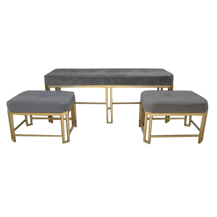 Descalzadora Glam DKD Home Decor Gris 40 x 47 x 120 cm Set de 3