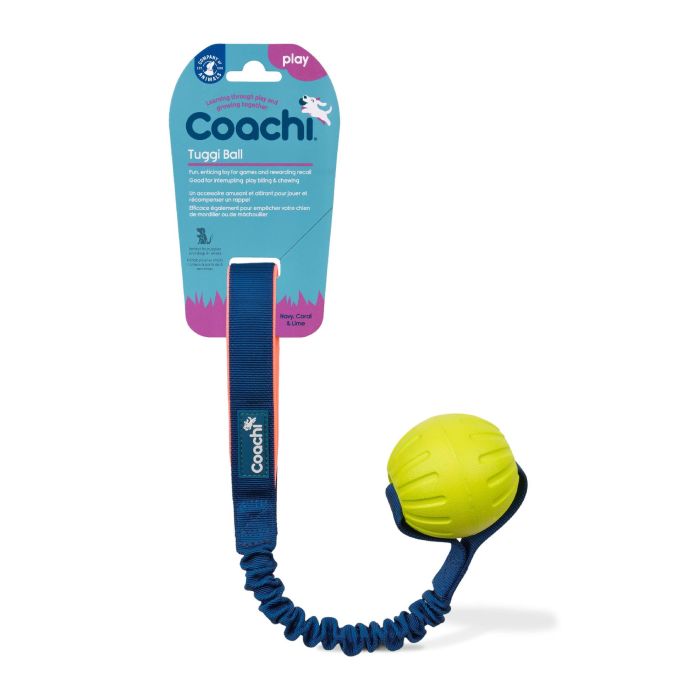 Coachi Tuggi Ball Pelota para Perros y Cachorros | Juguete de Entrenamiento Resistente, Goma Elástica, Asa Neopreno | Azul-Coral-Lima 8 Coachi Tuggi Ball Pelota para Perros y Cachorros | Juguete de Entrenamiento Resistente, Goma Elástica, Asa Neopreno | Azul-Coral-Lima 8