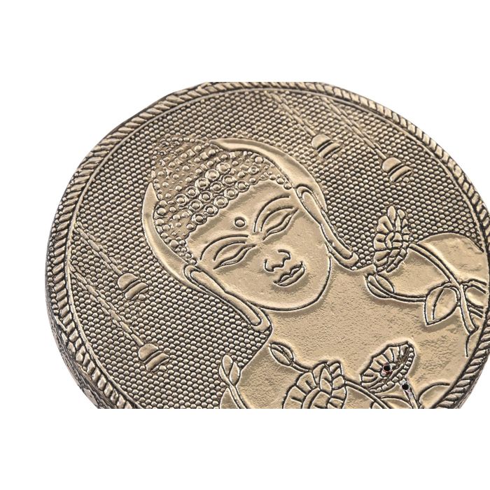 DKD Home Decor Soporte Incienso Arabe Gold Buddha Madera Aluminio Champan 10 x 10 x 1 cm 1