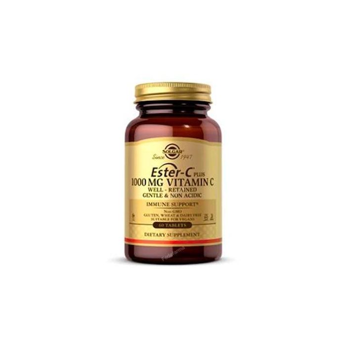 SOLGAR Ester C Plus 1000 mg 60 Comprimidos Vitamina C no Ácida Suave Estómagos Sensibles