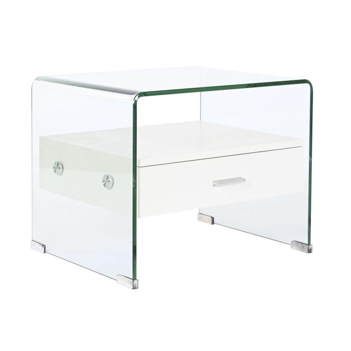 Mesita De Noche Moderno DKD Home Decor Blanco Transparente 40 x 45.5 x 50 cm