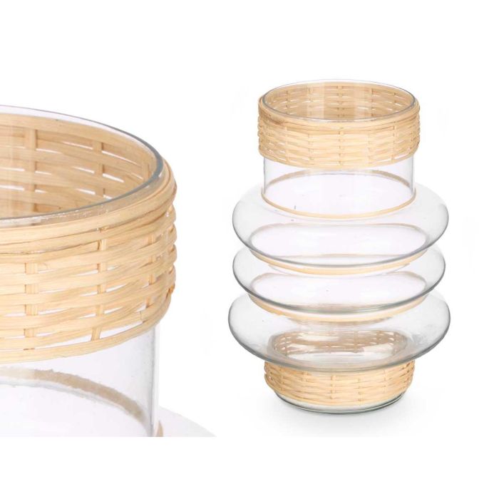 Portavela Aros Peq Vidrio Rattan Giftdecor 18X24CM (6 Unidades) 1 Portavela Aros Peq Vidrio Rattan Giftdecor 18X24CM (6 Unidades) 1