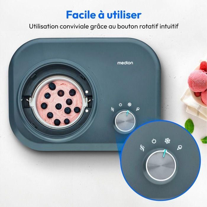 Máquina para hacer helados MEDION con compresor (apta para preparar helados, yogur helado y sorbetes, 1 litro, 100 3 Máquina para hacer helados MEDION con compresor (apta para preparar helados, yogur helado y sorbetes, 1 litro, 100 3
