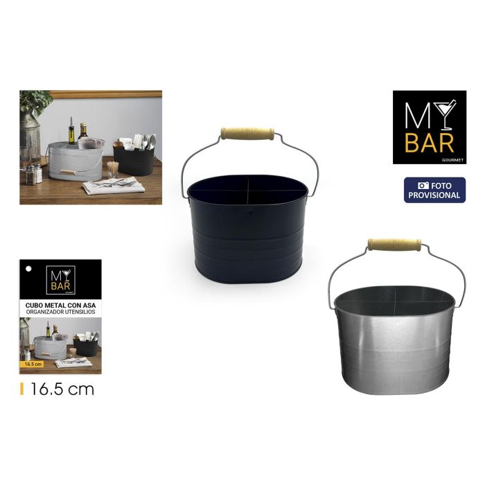 My Bar Cubo Organizador de Mesa de Metal con Asa 16,5 cm para Almacenamiento y Decoración del Hogar (8 Unidades)