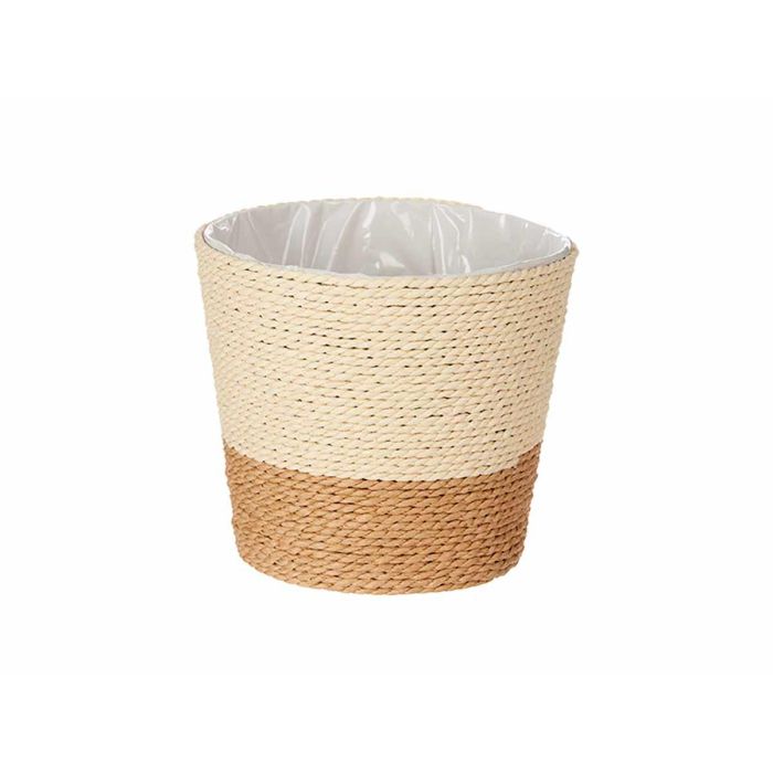 Ibergarden Macetero de Cuerda Marrón Natural con Plástico Interior, para Plantas y Decoración, Medidas 16x14.5 cm (24 Unidades) 1