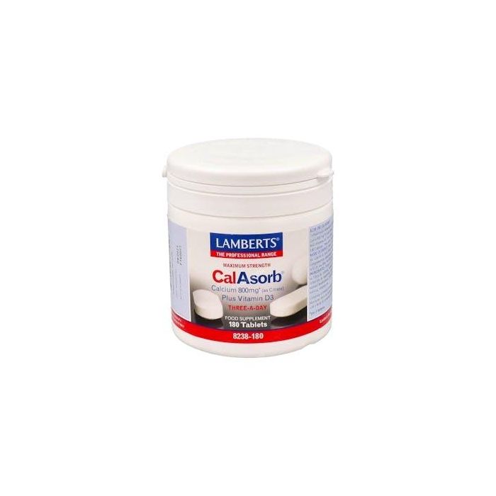 LAMBERTS Calasorb Citrato de Calcio 800mg con Vitamina D3 para Huesos. 180 comprimidos, apto veganos y vegetarianos