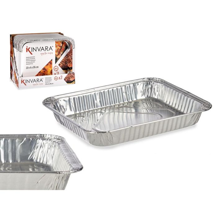 Kinvara Set de 3 Bandejas de Aluminio Rectangular 33.5x5.5x26 cm (24 Unidades)