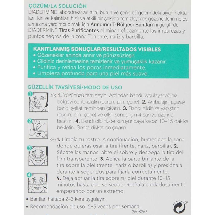 Diadermine Tiras Purificantes Faciales Piel Normal-Mixta para Acné Puntos Negros y Poros | Elimina Impurezas Mujer 6 Unidades 2