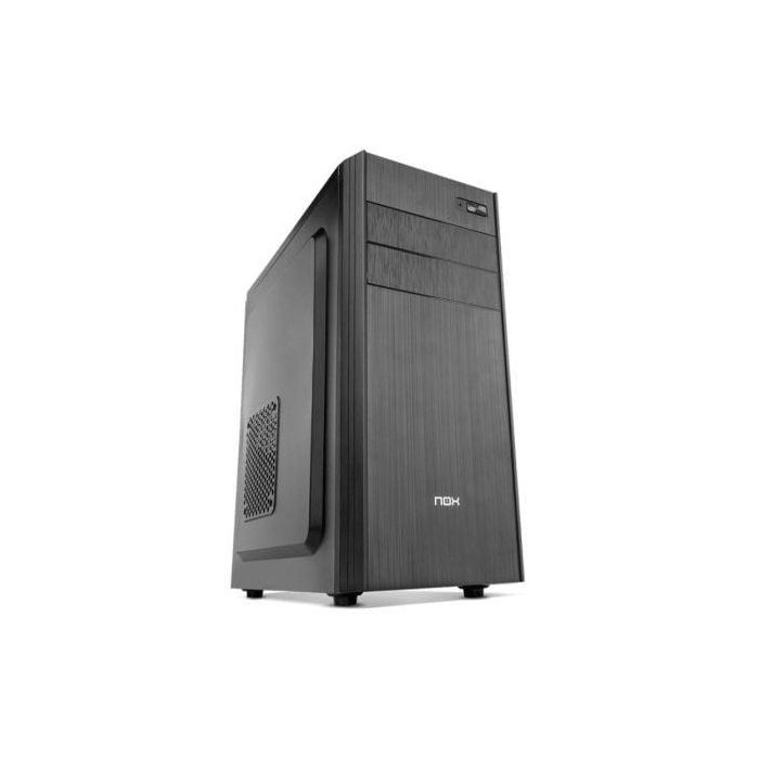 Nox NXLITE010 Caja Semitorre con Fuente 500W ATX, mATX, ITX, Frontal Cepillado, GPU 345mm, USB 3.0, Negro