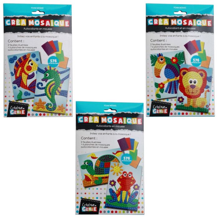 Createur de Genie Mosaicos Infantiles con Fichas Ilustradas y Planchas de Espuma Adhesiva para Niños 2