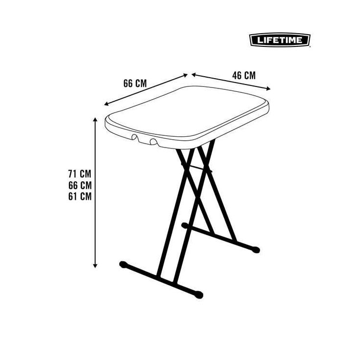 Mesa auxiliar plegable regulable 3 posiciones lifetime 66x46xh61/71 cm 2 Mesa auxiliar plegable regulable 3 posiciones lifetime 66x46xh61/71 cm 2