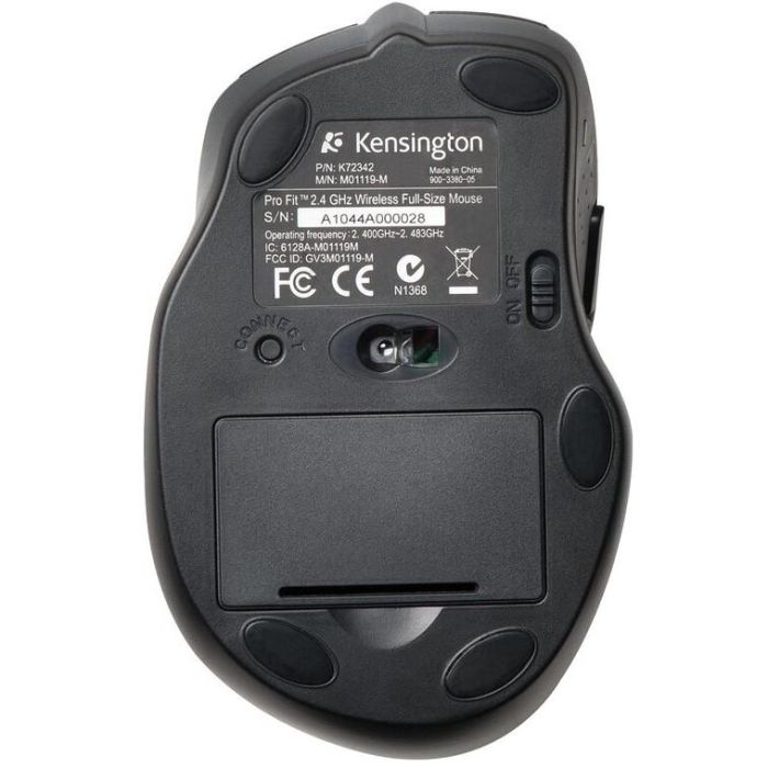 Kensington Ratón Pro Fit Óptico Inalámbrico USB 2.4 GHz Negro Ergonómico Sensor HD 800-1200 ppp Laterales Goma 2
