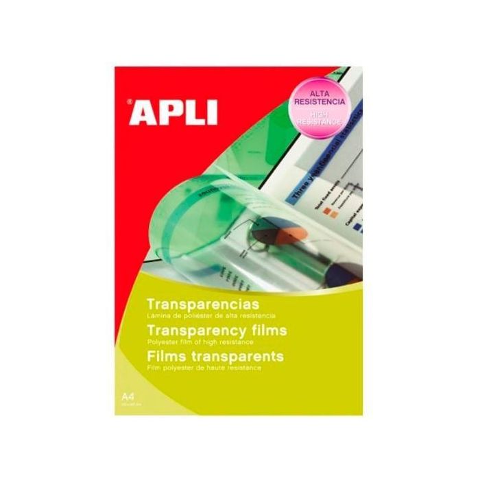 Apli Transparencias Sin Banda Para Copy Lámina Poliester A4 100 Micras 100 Hojas