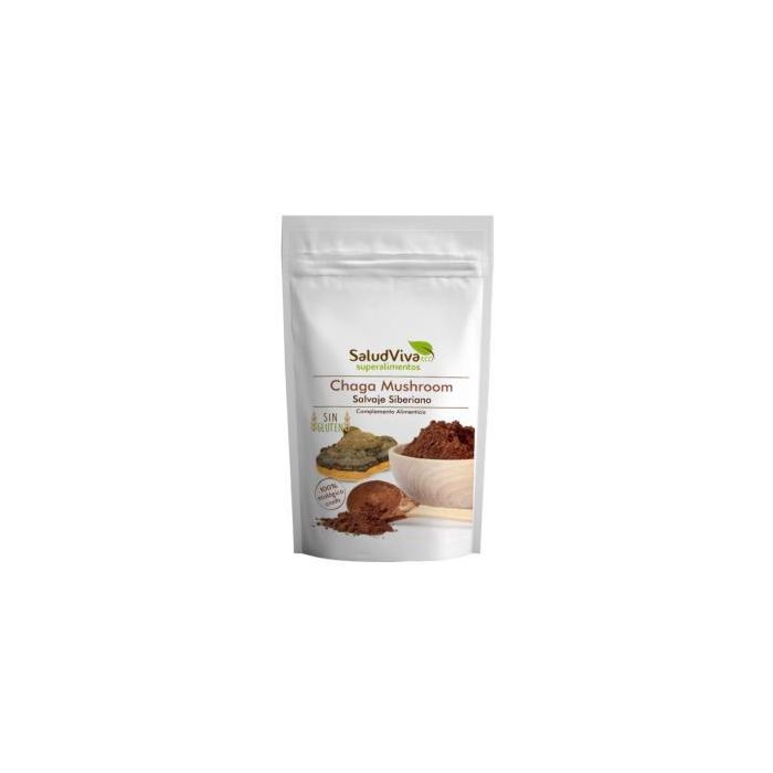SALUD VIVA Chaga Mushroom en Polvo 100g Bio Vegano Rico en Minerales, Vitaminas y Aminoácidos