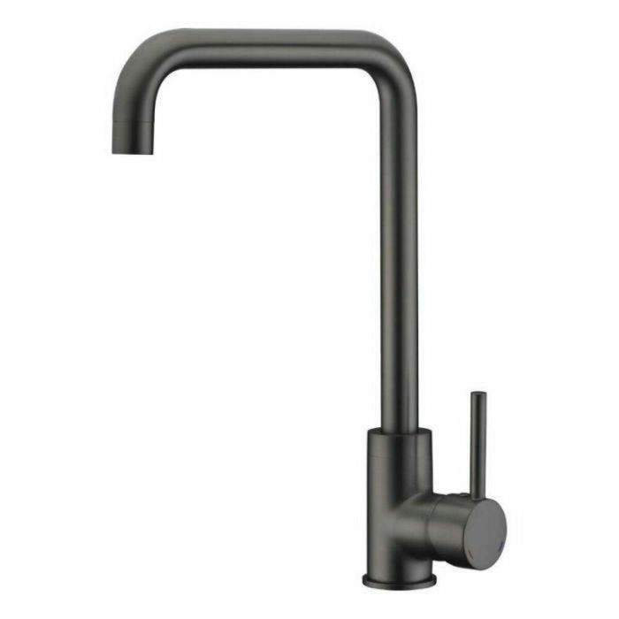 ROUSSEAU Grifo Cocina Mezclador Fregadero Kiloo, Estilo Moderno, Sin Ducha de Mano, Ahorro Agua, Cuerpo Latón, Gris Grafito