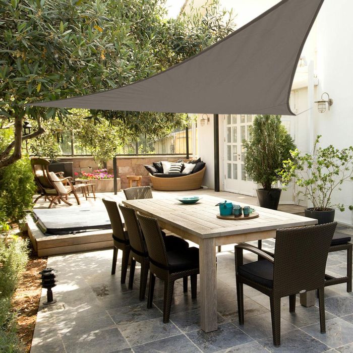 Toldo Aktive Triangular 500 x 0,5 x 500 cm Gris Poliéster (4 Unidades) 2