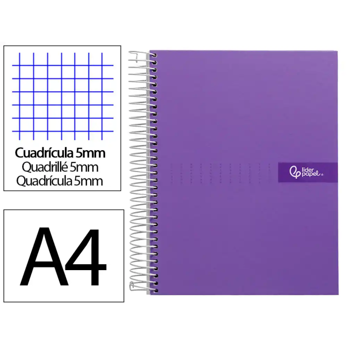 Liderpapel Cuaderno Espiral A4 Micro Crafty Tapa Forrada 120 Hojas 90gr Cuadro 5mm Violeta 0 Liderpapel Cuaderno Espiral A4 Micro Crafty Tapa Forrada 120 Hojas 90gr Cuadro 5mm Violeta 0