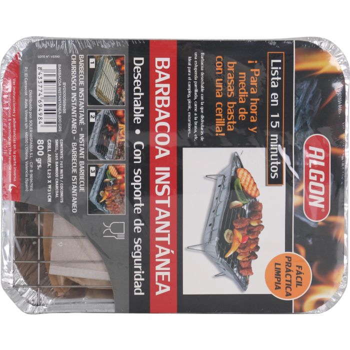 Barbacoa Instantánea Algon 800 g - Ideal para asados rápidos (12 Unidades) 1 Barbacoa Instantánea Algon 800 g - Ideal para asados rápidos (12 Unidades) 1