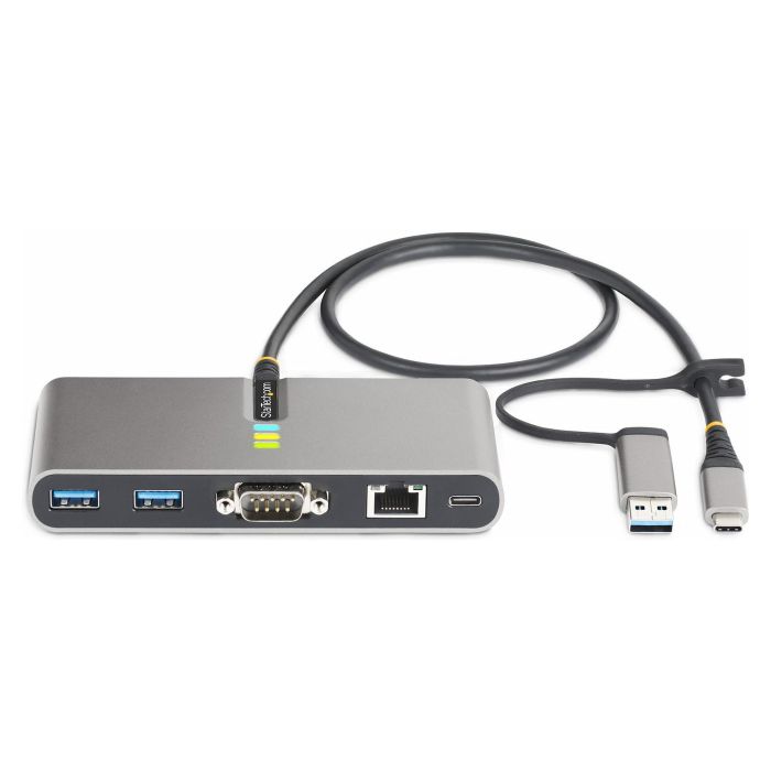 StarTech USB-C/USB-A HUB - GBE - RS232, Hub 2 Puertos USB-A 5Gbps, Ethernet Gigabit, Puerto Serie RS232 con Power Delivery 100W
