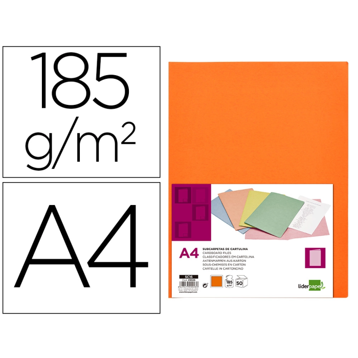 Liderpapel Subcarpeta A4 Naranja Intenso 180g/m2 0 Liderpapel Subcarpeta A4 Naranja Intenso 180g/m2 0