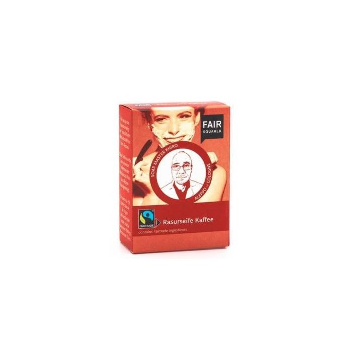 FAIR SQUARED Jabón Afeitado Café Karité Babasú Coco - Natural, Vegano, Comercio Justo - Pastilla 80g para Piel Seca