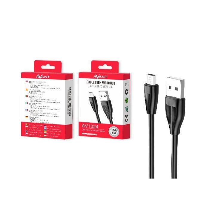 AVANT CONNECT Cable Micro USB a USB AM 1.2 metros 2.0V Negro