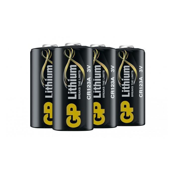 GP CR123A Pilas de Litio, Paquete de 4, Larga Duración y Rendimiento Extremo, 10 Años de Vida Útil 1