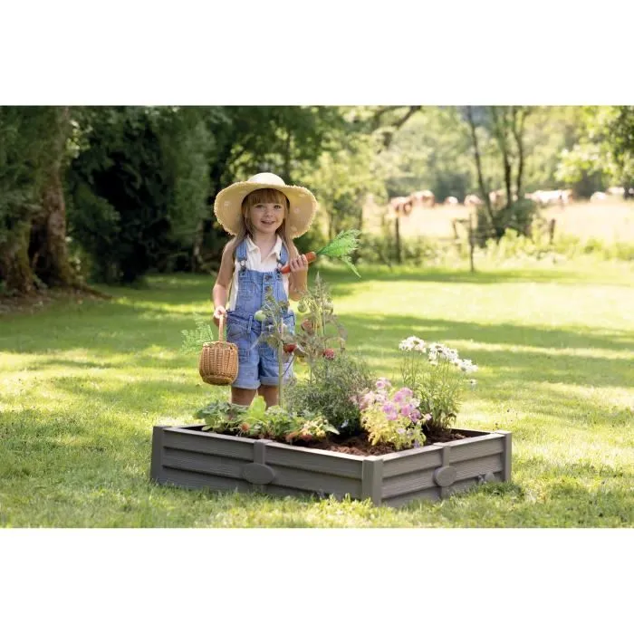 Smoby 850208 Bac Square Garden 2 en 1: Mesa de arena y huerto de vegetales, 76x76cm, Lona incluida 1