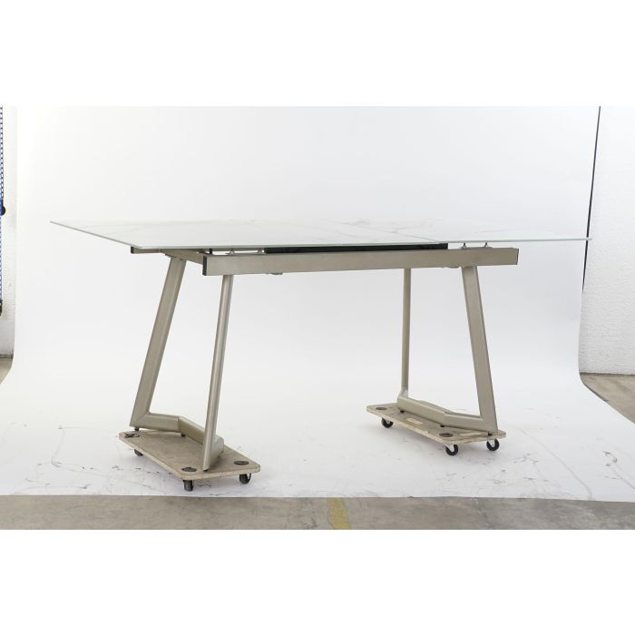 DKD Home Decor Mesa Comedor Extensible Glam de Cristal y Metal Dorado Blanco 140 x 80 x 76 cm 4 DKD Home Decor Mesa Comedor Extensible Glam de Cristal y Metal Dorado Blanco 140 x 80 x 76 cm 4