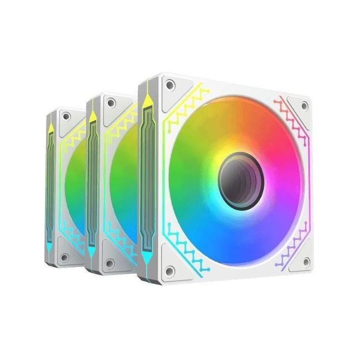 XIGMATEK - Starz Pro Arctic (Blanco) (Pack de 3) - Ventiladores A-RGB de 3x120 mm para caja de PC