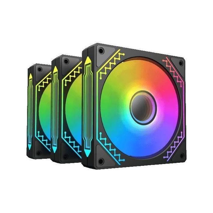 XIGMATEK - Starz Pro (Negro) (Paquete de 3) - Ventiladores A-RGB de 3x120 mm para caja de PC