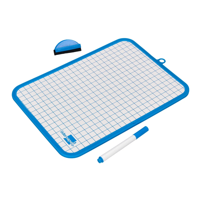 Liderpapel Pizarra Blanca 18x26 cm Doble Cara Lisa y Cuadriculada con Rotulador y Borrador 5