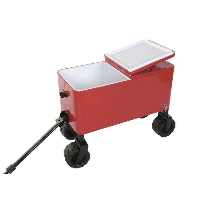 DKD Home Decor Nevera Rojo Negro 88 x 39 x 120 cm Metal PP Ruedas Desmontable