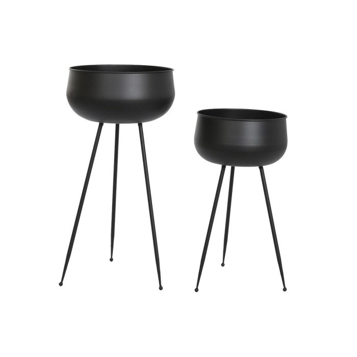 DKD Home Decor Macetero Urban de Metal Negro Cuadrado 34x34x70 cm | Set de 2 Piezas Desmontable DKD Home Decor Macetero Urban de Metal Negro Cuadrado 34x34x70 cm | Set de 2 Piezas Desmontable