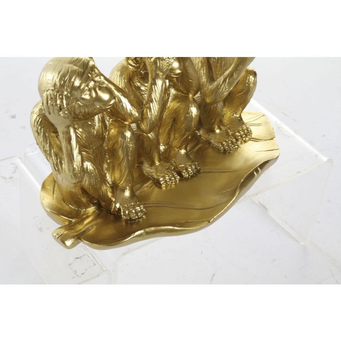 DKD Home Decor Figura Mono Hoja Resina Dorado 2 Unidades 13 x 15.6 x 26 cm 2