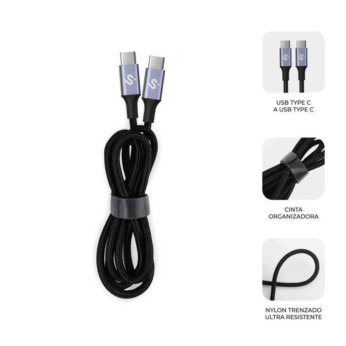 SUBBLIM CABLE OPTIMUS 60W C-C 1m BLACK 1 SUBBLIM CABLE OPTIMUS 60W C-C 1m BLACK 1