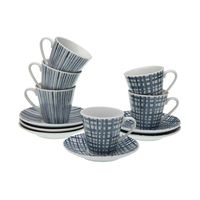 Juego de Tazas con Platos Versa Azul Porcelana