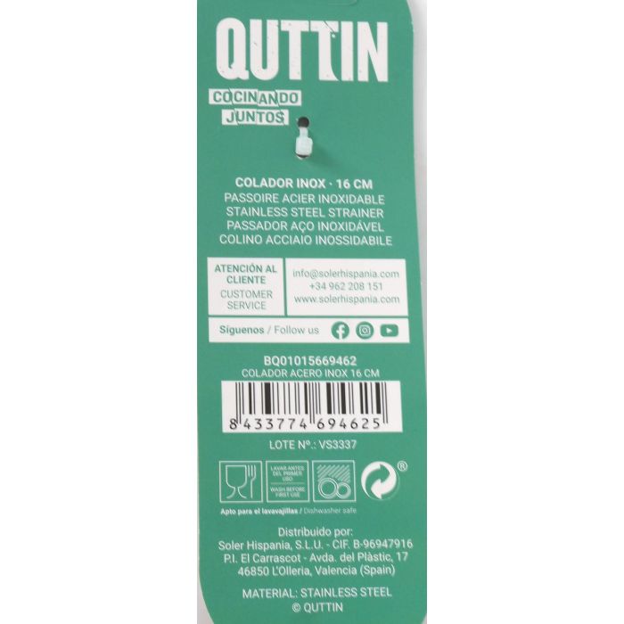 Colador de acero inoxidable Quttin 16 cm (12 Unidades) 9 Colador de acero inoxidable Quttin 16 cm (12 Unidades) 9