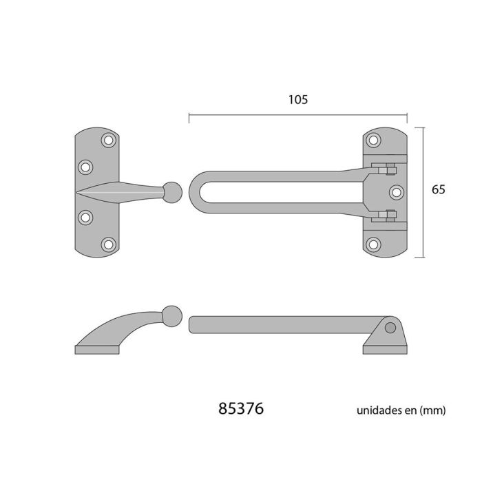 Edm Retenedor seguridad zamak cromado 105 mm 1 Edm Retenedor seguridad zamak cromado 105 mm 1