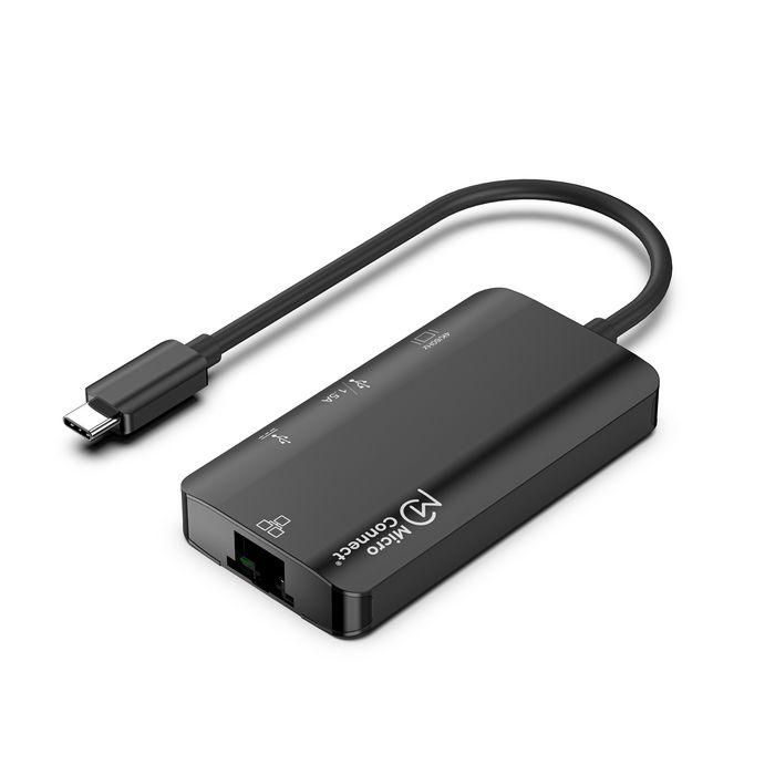 MicroConnect Hub USB-C 4 en 1: HDMI 4K/60Hz, USB 3.2 Gen 1 (5Gbps), RJ45 Gigabit Ethernet, USB-C PD 100W para Portátil/PC