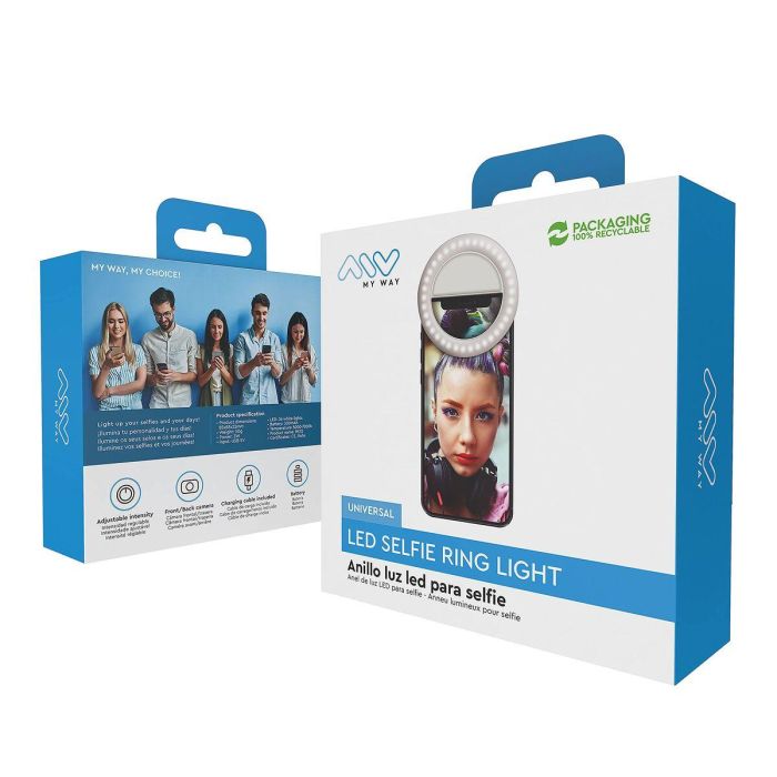 myway aro de luz led compatible con selfies blanco 3