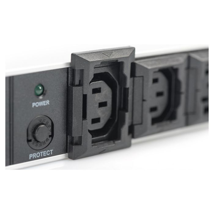 Digitus Regleta de enchufes con protección contra sobretensiones, 10 tomas, perfil de aluminio, cable de 2m 2