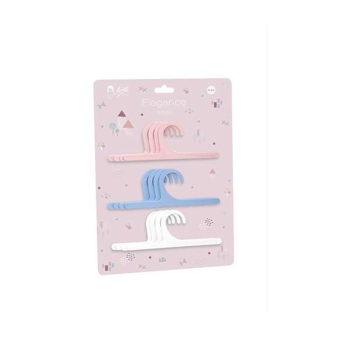 Muñecas Arias Set 12 Perchas Plástico Rosa Azul Blanca